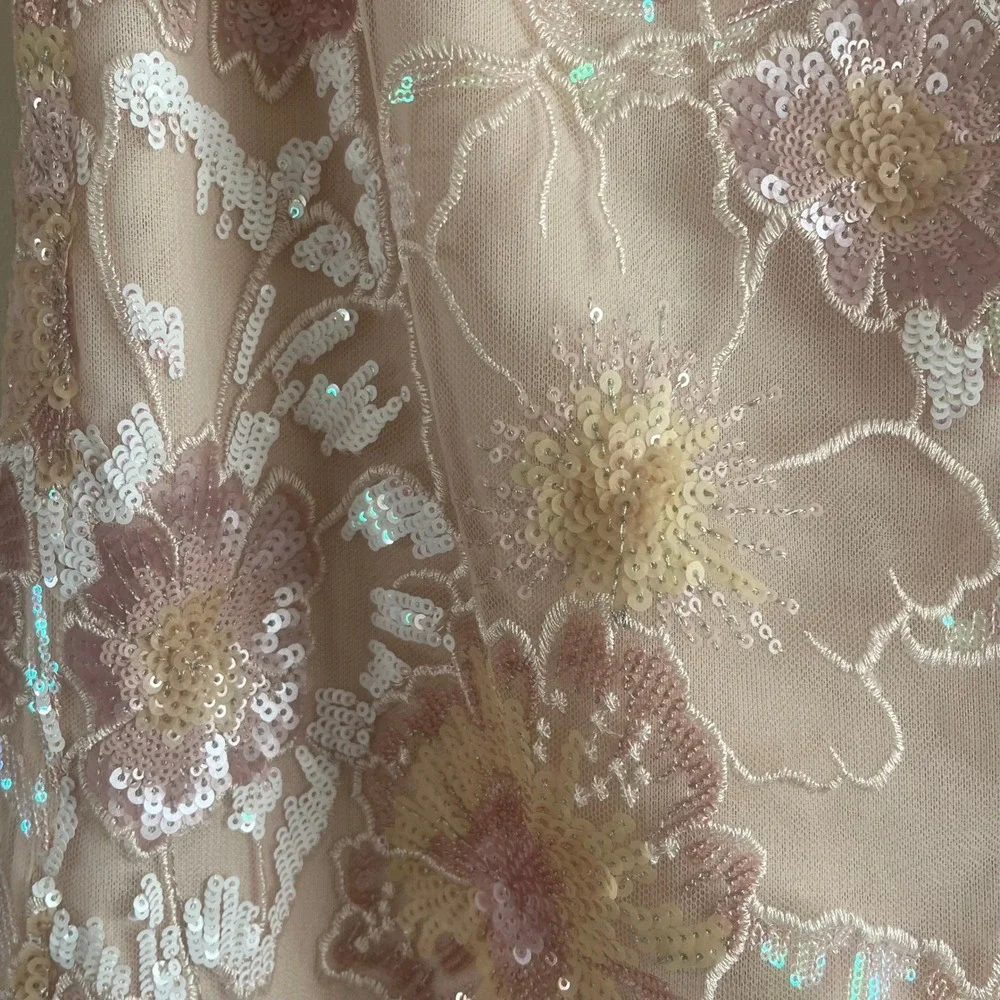 Sasha Therese Orion Skirt Sequin Floral Blush Embroidered Mesh Midi XS Fairycore